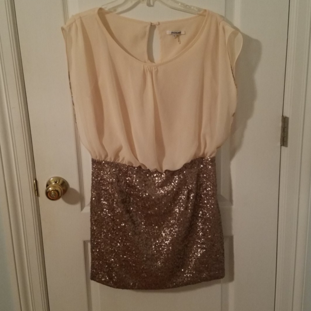 Blush and gold party dress